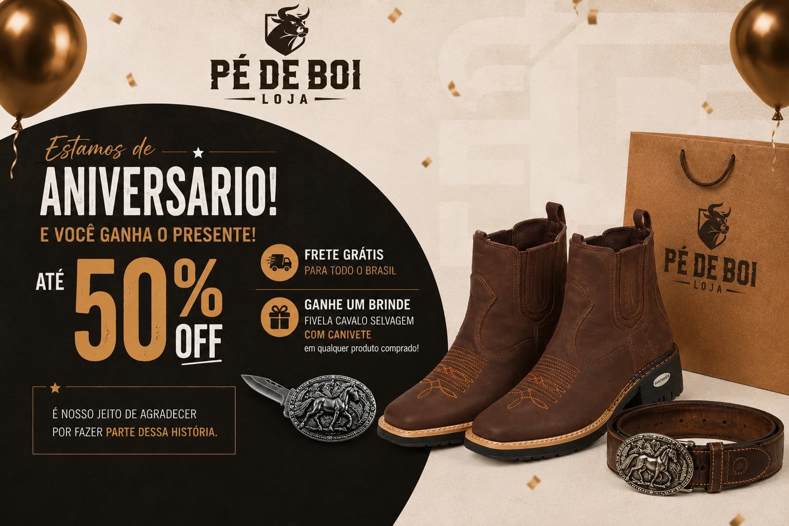 Banner promocional Pé de Boi Loja